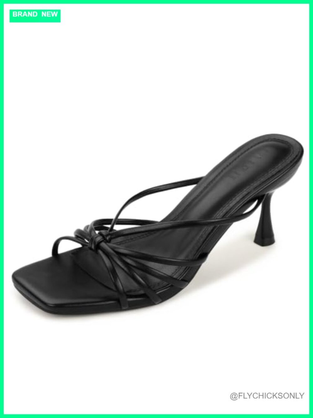 Kitten Heels Strappy Square Toe Slip On Low Heel Sandals